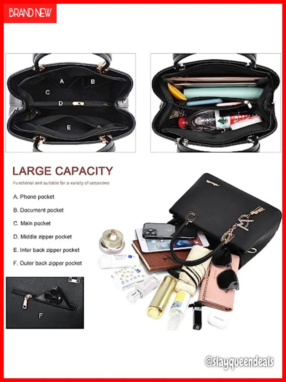 Faux Leather Satchel Tote Bag with Top Handle and Removable Shoulder Strap